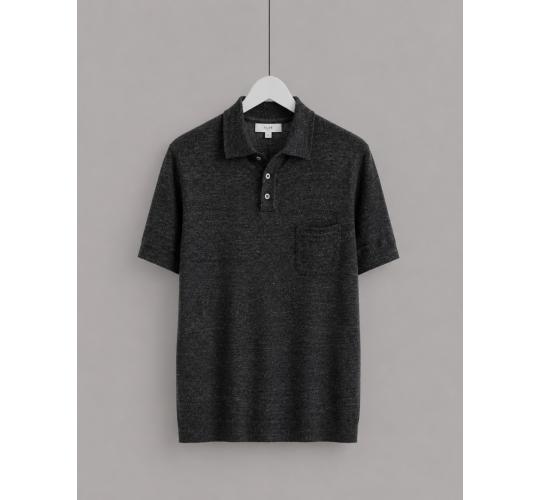 Wholesale Jot Lot of 9 Men's Club 826 Black Linen Knit Polo Shirts - S-XXL