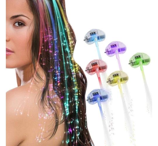 700pcs LED Light Up Hair Extensions Hairpin Fiber Optic Hair Clip Rave Party Women Lady
