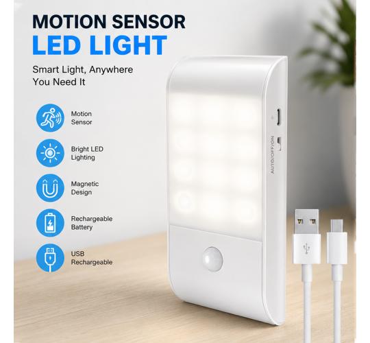20x LED Motion Sensor Cabinet Lights USB Rechargeable Wireless Wardrobe Closet