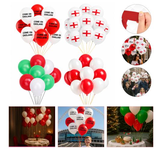 200 England St George Balloons Red White Latex Football Party Decorations Bulk Wholesale Pack UK Supporters