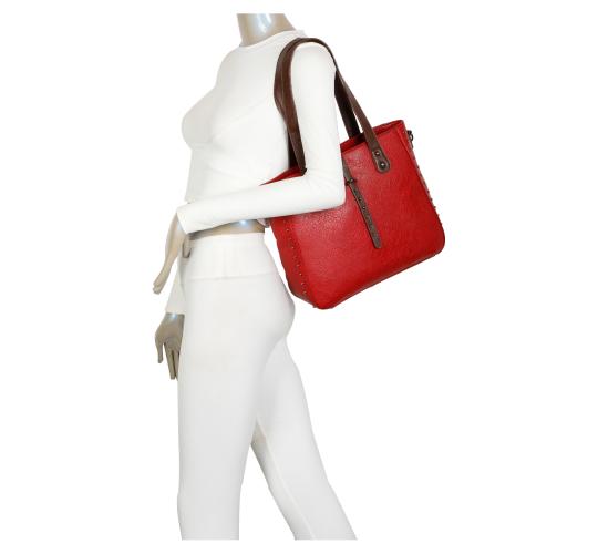 35 pcs Mix Colours-Pu Medium Size Two-toned Studs Details Tote Bag-9316