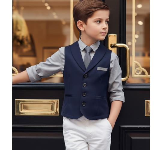Boys Navy Waistcoat Toddler Vest 3-7Y Smart Casual Spring Summer Wedding Page Boy Outfit