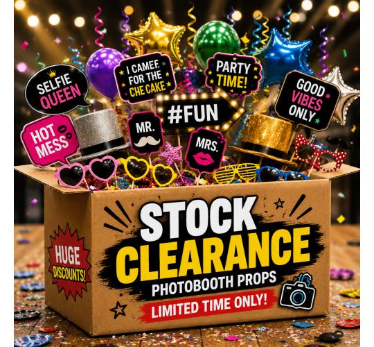 Job Lot 250x Mixed Photo Booth Props - Warehouse Clearance Stock UK Wholesale