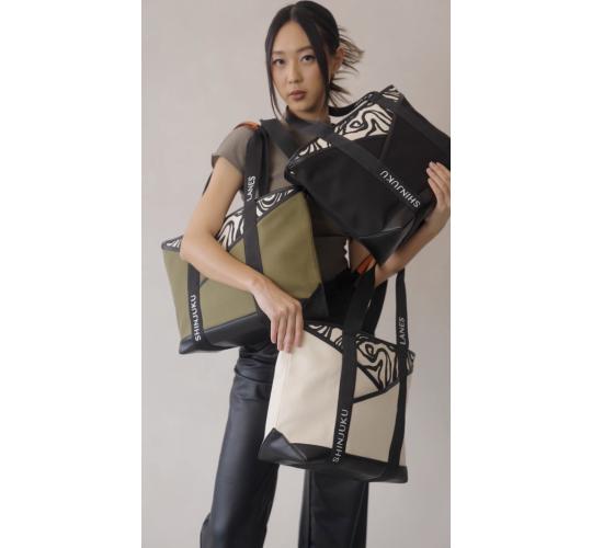 120 x Designer Canvas Tote Bag Shoulder Bag | Mixed Colours | Japanese Origami-Inspired Design