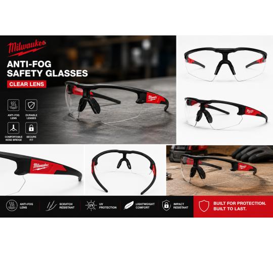 50 x Milwaukee Anti-Fog Safety Glasses | Brand New | Amazon ASIN B07VYMDX9G | UK Stock