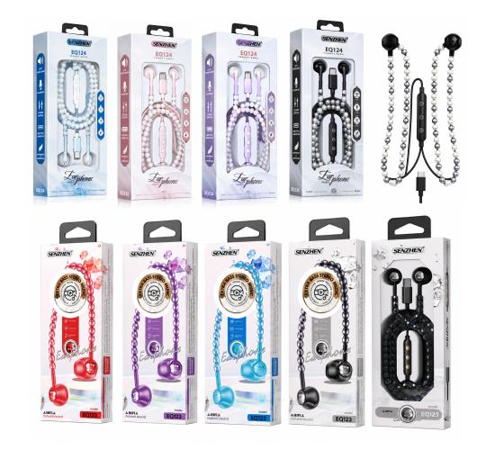 20pcs-Pearl and Beads Effect Luxury In-Ear Headphones For Sports Running Gym Travel Built-In Mic-Mixed|GCBT027/028-20pcs-Random|UK SEL