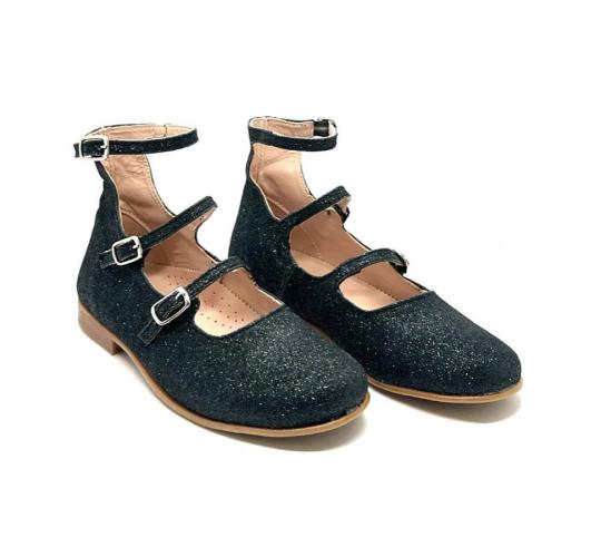 Wholesale Job Lot of 6 The Eugens Girl's Gabi Black Sparkle Mary Jane Shoes