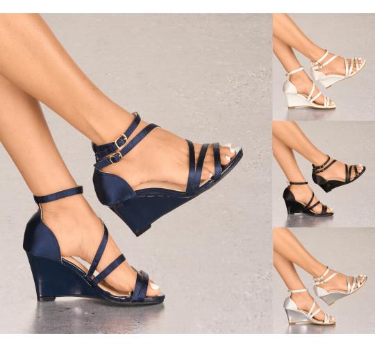  Wholesale Clearance 210 Pairs Womens Wedge Heels Strappy Sandals Satin Lace Shoes