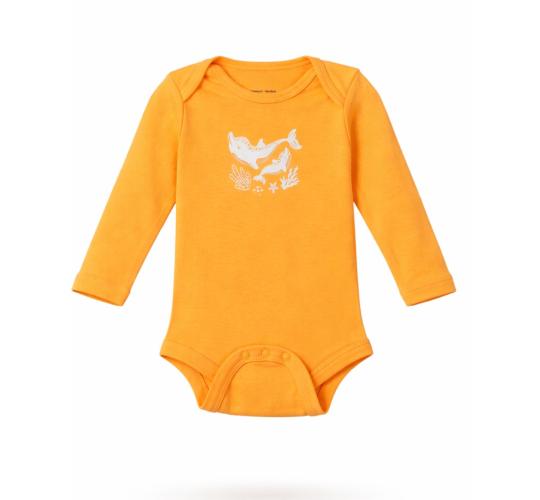 Long Sleeve Baby Bodysuit - Dolphin - 0-24M - Organic Cotton & Bamboo