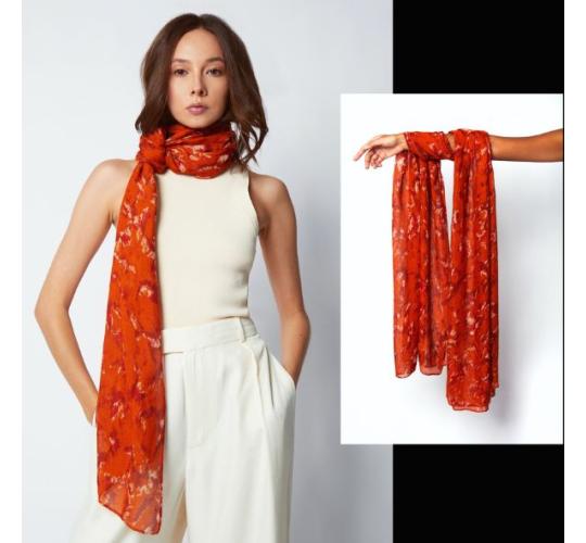 20x Women's Designer Lightweight Scarves - Burnt Orange 