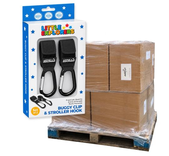 Pallet of 2,000 Little Explorers Premium Buggy Clips – 2 Pack Universal Hooks