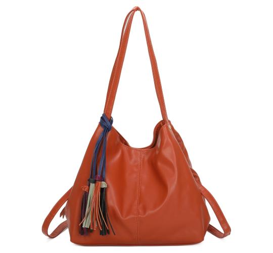 Mix Colour 30 pcs-Soft Pu Medium Large Size 3 Compartment Hobo Shoulder Bag with Multicolour Tassels