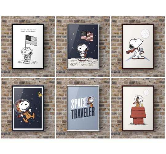 A4 Snoopy Art Prints (Space Theme)