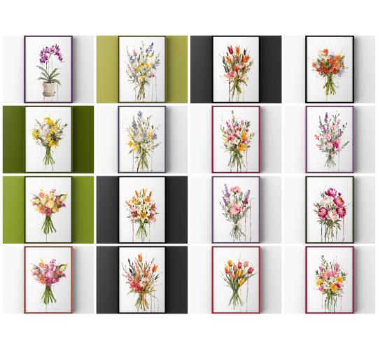 A4 Assorted Floral Art Prints