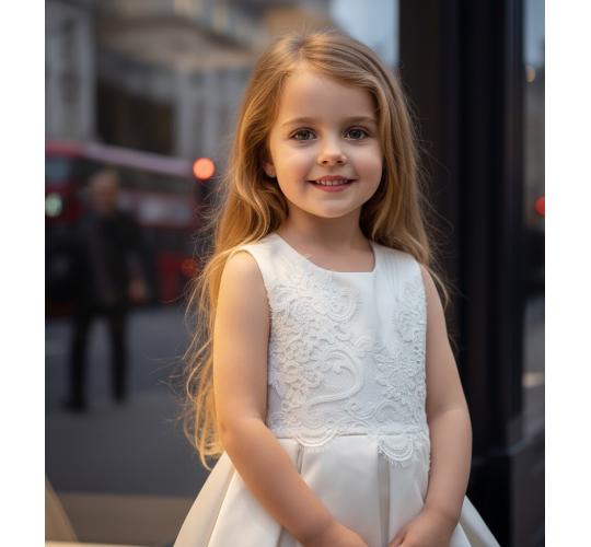 Girls Beige cream Lace Dress, Vintage Toddler Party Outfit (Ages 2-7)