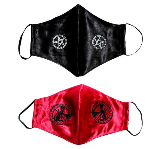 150 Satin Face Masks/Coverings with Cotton Lining - 75 Each of 2 Designs