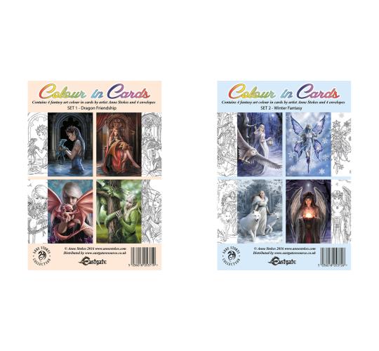 100 Anne Stokes Colour-In Cards - 50 Each of 2 Designs