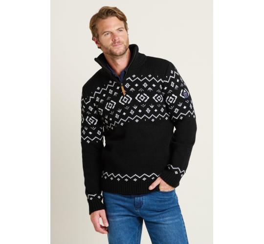 Job Lot of 3 Brakeburn Men's Navy Fair Isle Quarter Zip Jumper