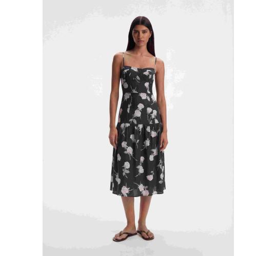 Viscose-Silk Roses Print Midi Dress — Brand New With Tags