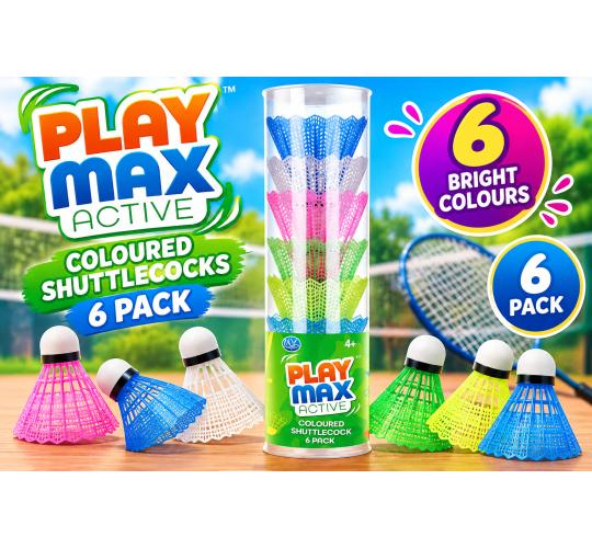 108 Packs of 6 Playmax Active Coloured Shuttlecocks