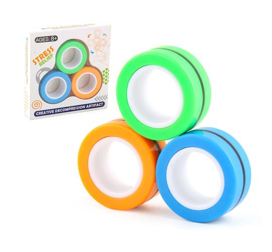 42 x Magnetic Fidget Spinner Ring Sets 3 Pack Stress Relief Sensory Toys