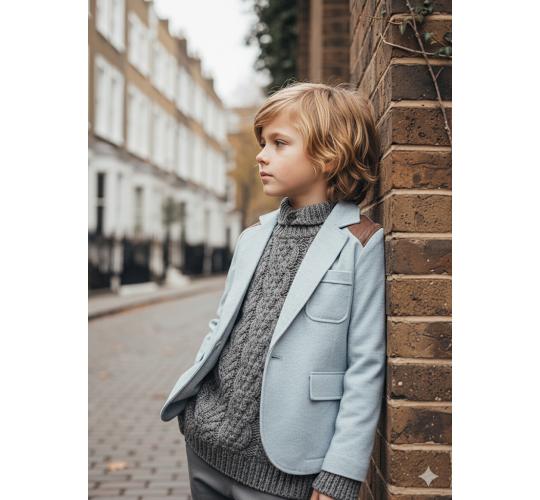 New Boys Light Blue Cotton Blazer Vintage Smart Casual Jacket 3-7 Years Kids New