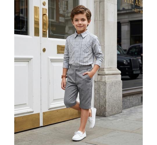 Boys Long Sleeve shirt Check Button Down Casual Top Plaid Flannel Shirt 3-12 Ys