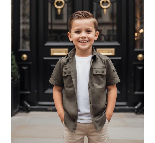 Boys Summer Smart Casual Button Top Cotton Short Sleeve Shirt 3-5 Years