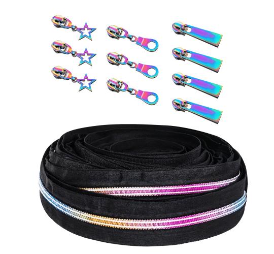 Black Nylon Zipper Tape & Metal Pulls – 55-Piece Job Lot