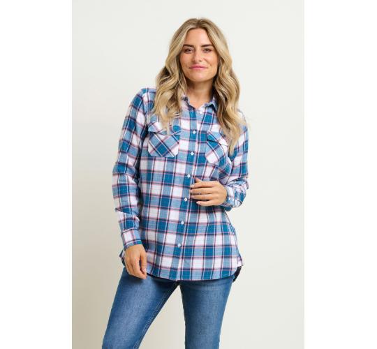 Job Lot of 2 Brakeburn Women's Blue Lucille Flannel Shirts