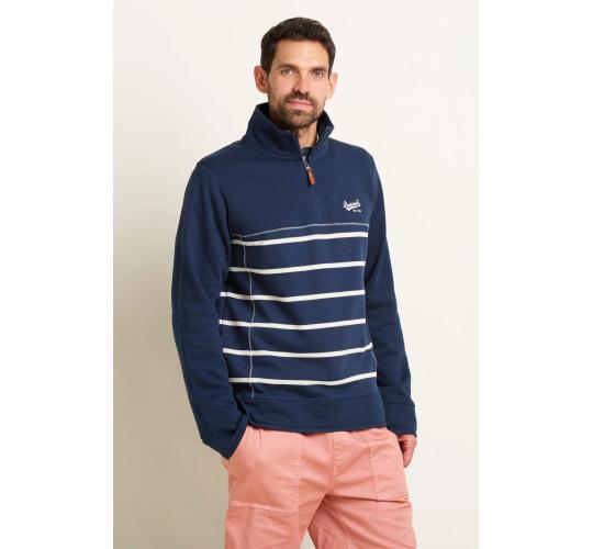 Job Lot of 10 Brakeburn Men's Stripe Quarter Zip Sweatshirt - Navy (SS24)