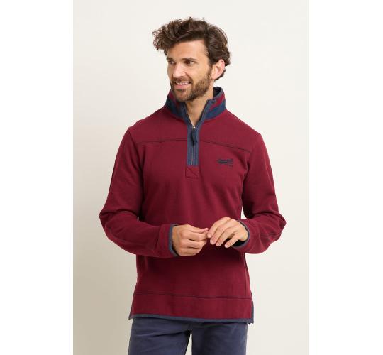 3 x Brakeburn Men's Burgundy Pique Quarter Zip Sweatshirts | AW23