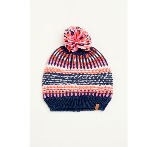 3 x Brakeburn Women's Navy Textured Stripe Knitted Hats | AW23