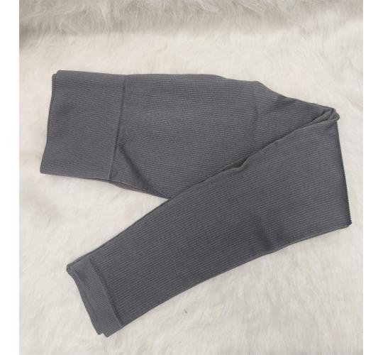 40x Women's Ribbed High-Waist Yoga Pants – Full Length, Grey, 10 of Each UK 6-8, 10, 12-14, 16-18