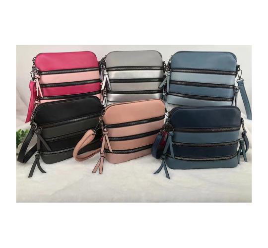 Mix 40pcs -Soft Pu Two-Toned Multi-Zippers Crossbody 9135
