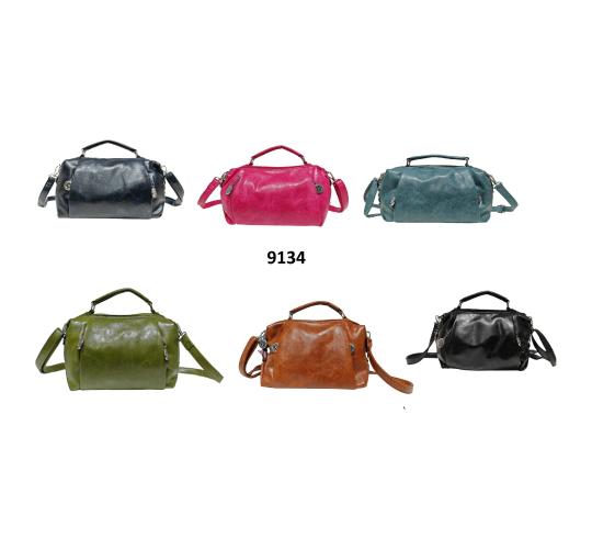 Mix 30 pcs- Soft Pu Silver-toned Double Zipper Top Handle Bag Cross Body Bag-9134