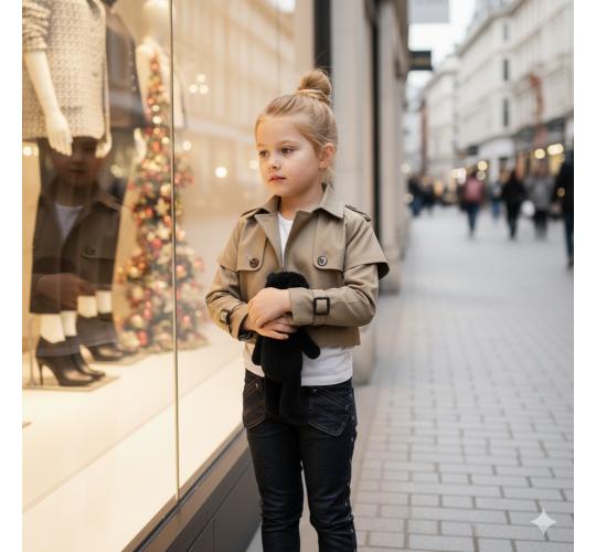 Girls Cropped Trench Jacket Lightweight Short Coat Spring Summer Age 4-14Y