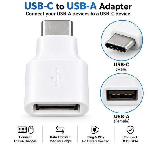 Genuine Google Female USB A To Type C Male OTG Adapter White Connector Universal