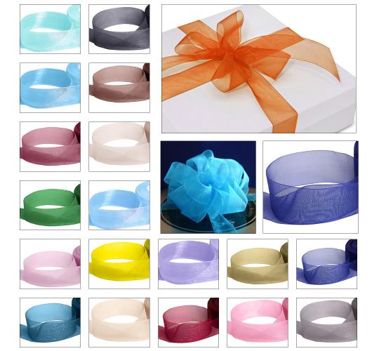 Organza Ribbon Wedding Craft Sheer Woven Edge 6/10/15/25/38mm Mix Size Assorted Colours 20m 100pcs Job Lot