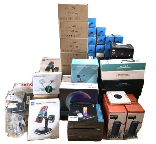 Wireless Charging Stations, Wireless Dock Charger, Car Charger, Bluetooth Speakers - RRP £2580.00