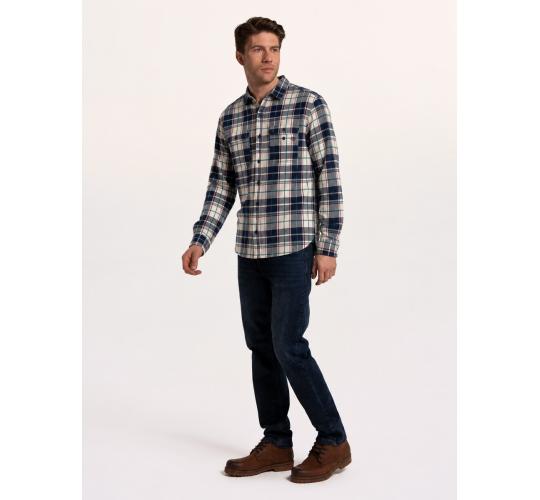 One Off Job Lot of 4 Brakeburn Men’s Ecru/Navy Check Shirts (S-XXL)