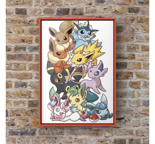 A4 Eeveelution Art Print - Pokemon - 10 Pack Individually Packaged & Ready for Retail