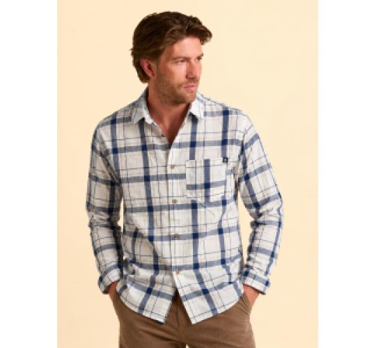 One Off Job Lot of 5 Brakeburn Men's Cream Long Sleeve Checked Shirts (S-XXL)
