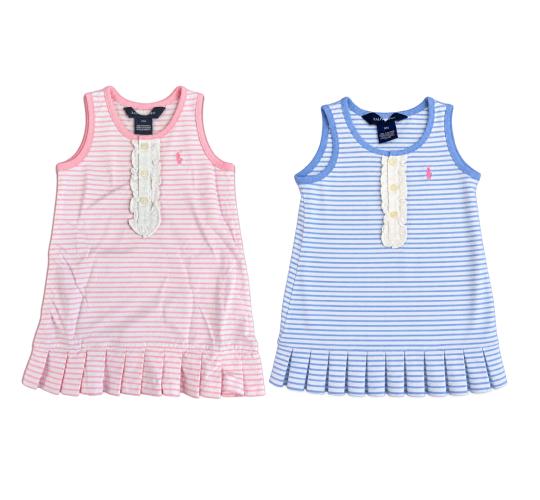 One Off Job Lot of 21 Ralph Lauren Baby Girls’ Striped Dresses – 9–12 Months