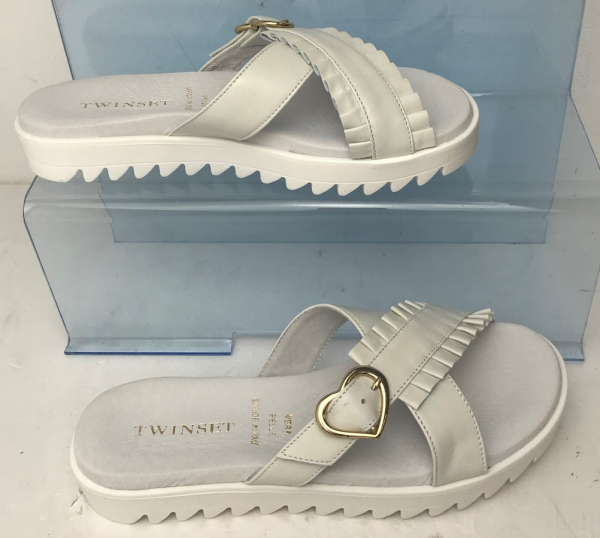 One Off Joblot of 4 Twinset Milano Girls White Leather Heart Sandals