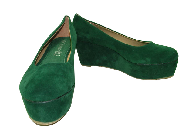green lace up flats