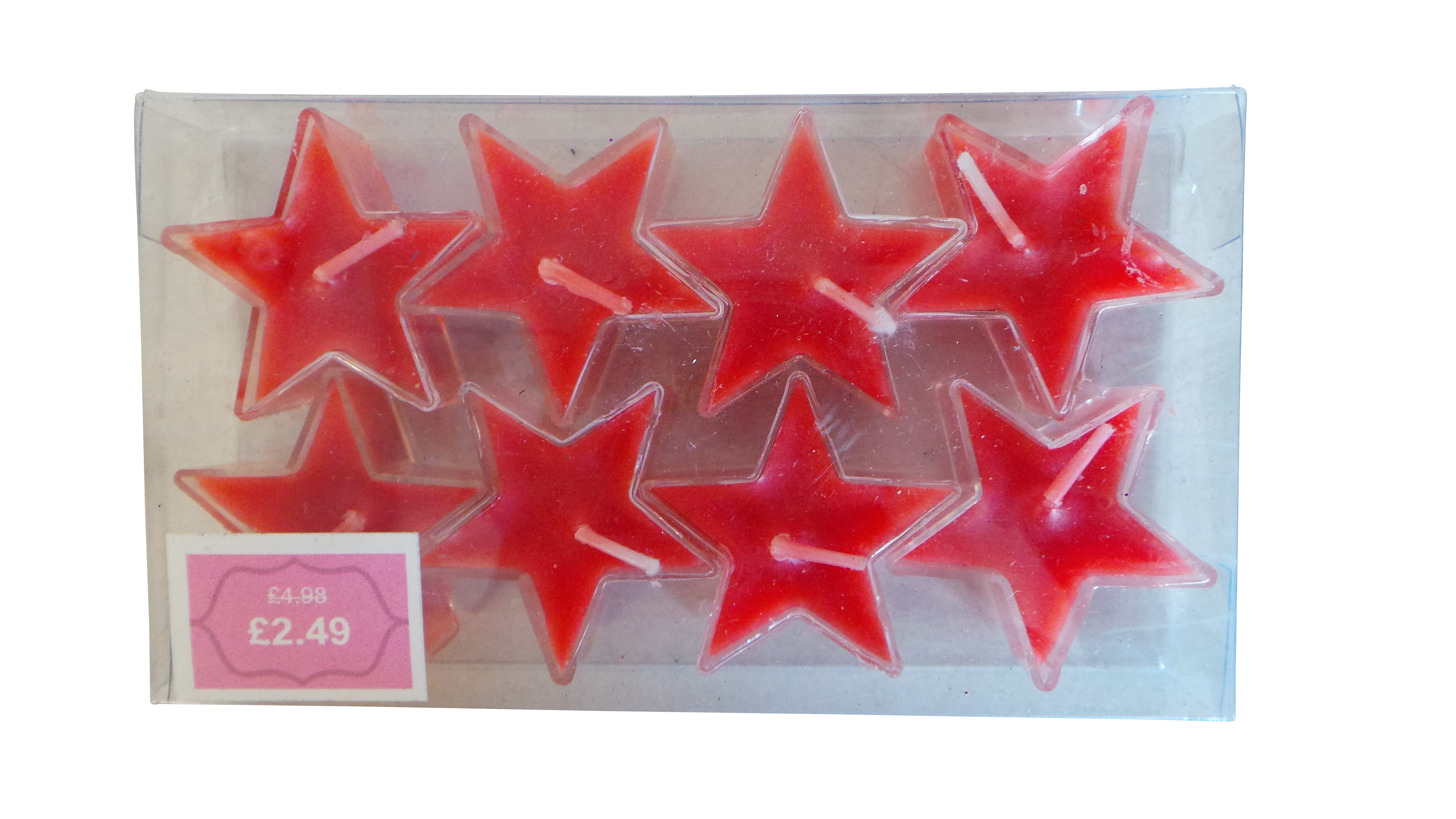 Wholesale Joblot Of 50 Packs of 8 Red Star Tealight Candles