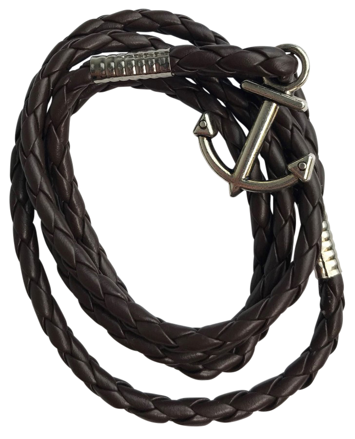 Joblot of 11 Unisex Braided Faux-Leather Anchor Bracelets 2 Colours