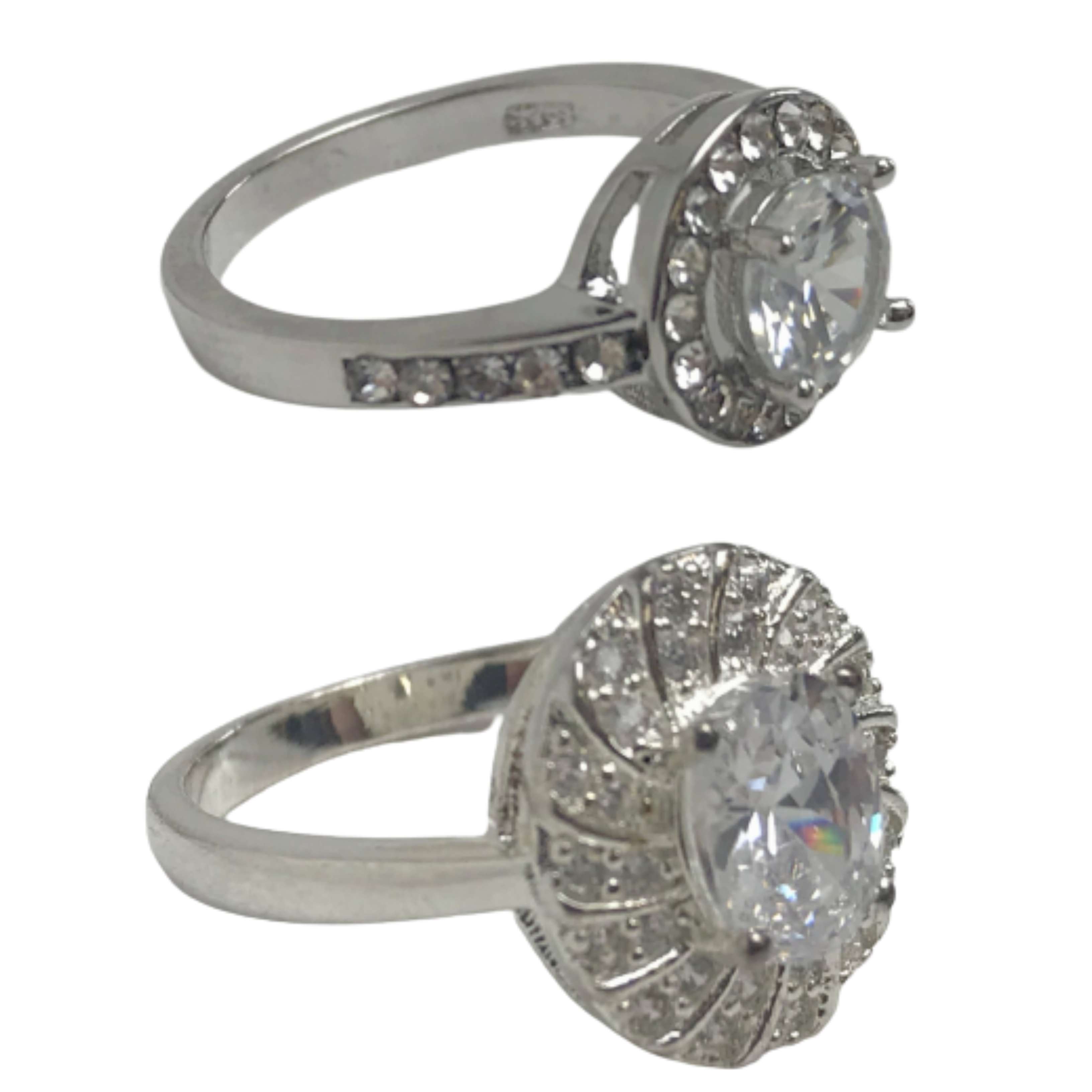 One Off Joblot of 20 Mixed Silver Rhinestone Oval Fashion Ring