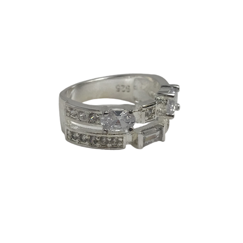 One Off Joblot of 59 Mixed Rhinestone Silver Fashion Rings